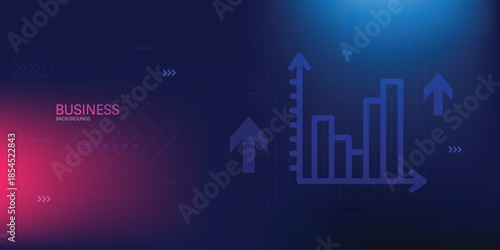 business investment and finance chart stock market growth background. Arrows growth technology background futuristic digital innovation. 