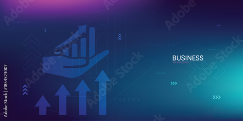 business investment and finance chart stock market growth background. Arrows growth technology background futuristic digital innovation. 