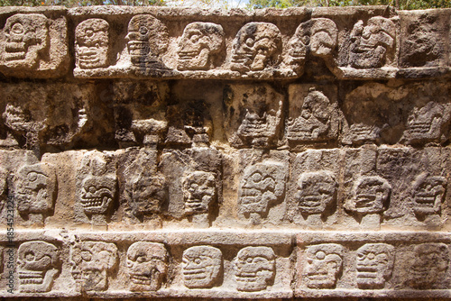 Tzompantli as the mayan rock stela of skulls