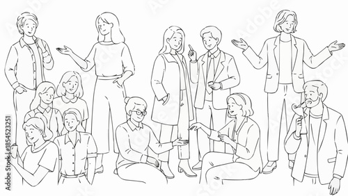 Group of People Standing and Sitting Together.