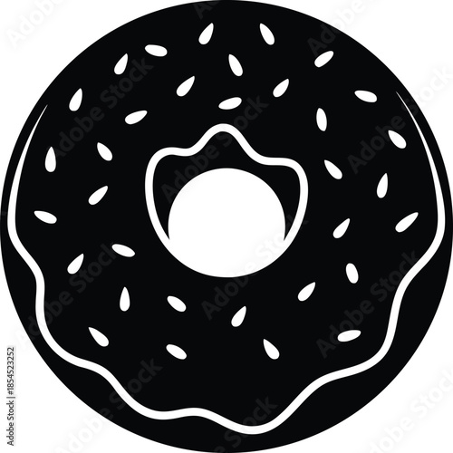 Black silhouette of a donut on a white background.eps