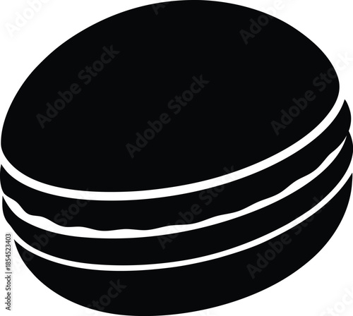 Black silhouette of a macaron  on a white background.
