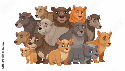 Group of Cartoon Animals Together.