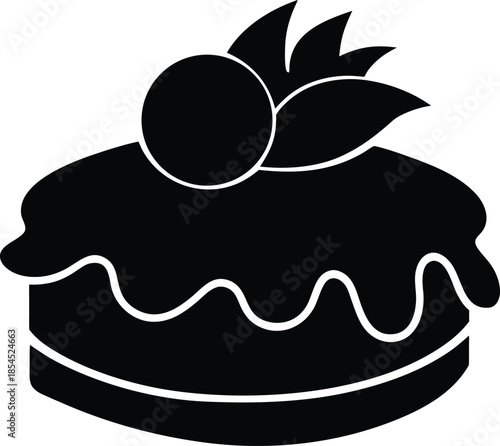 Black silhouette of a shortcake on a white background.