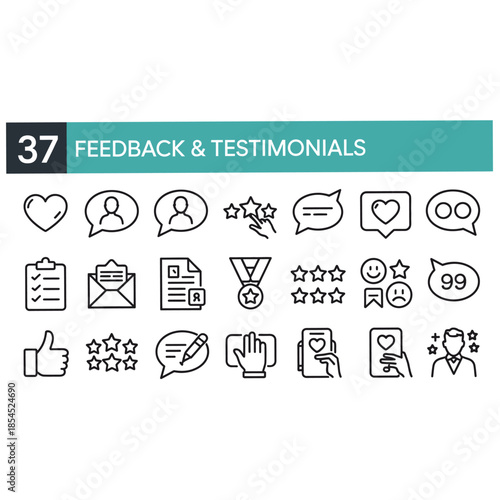 Feedback and testimonials icons for customer service and reviews