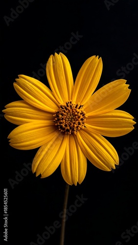 Close-up of a vibrant yellow flower with dark background