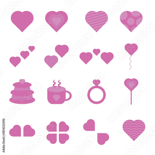 Love Heart Vector Illustration Set