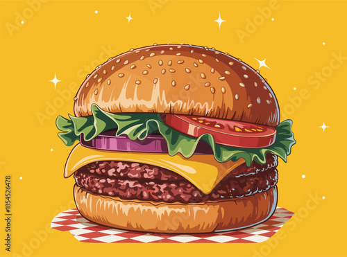 Burger Vector Illustration for Fast Food