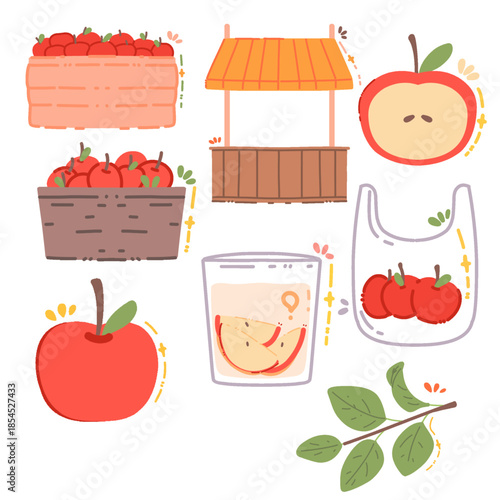 Cozy Apple Harvest Icons with Rustic Market Charm