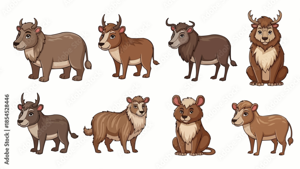 Obraz premium Collection of Cartoon Cow Illustrations.