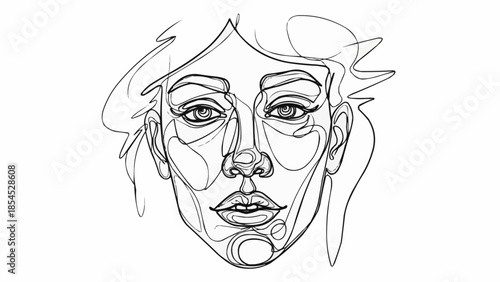 Sketch of a Womans Face Broken Down.