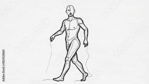 Male Figure Walking Sketch Illustration Art.