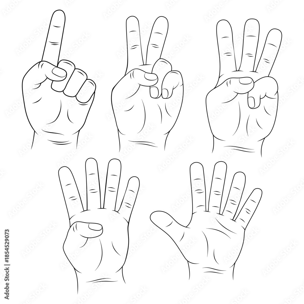 Fototapeta premium human hand outline illustration with gesture vector set