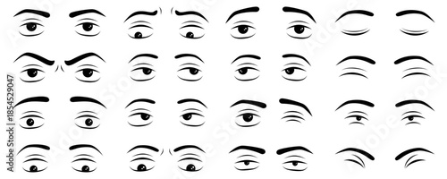 vector cartoon eye gesture set illustration