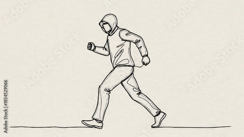 Man Running in Simple Line Drawing.