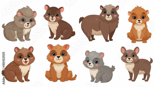 Collection of Adorable Quokka Characters in Various Poses and Colors.