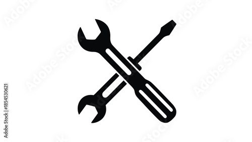 Crossed wrench and screwdriver icon symbol for repair maintenance and tools
