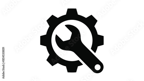 Settings and maintenance icon with gear and wrench symbol for technical service

