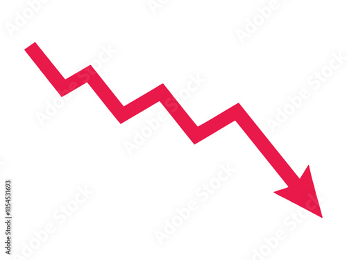 Red Downward Arrow Declining Trend Loss Business Graph