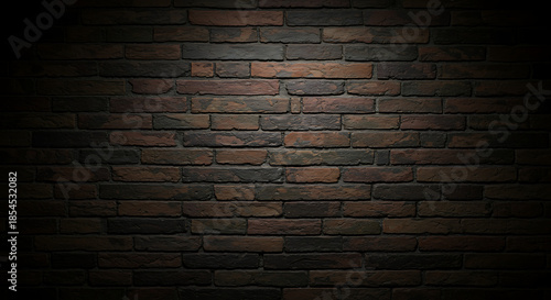 Dark brown brick wall with spotlight