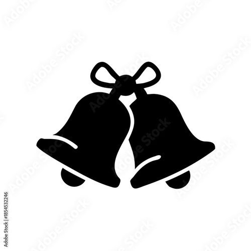 Golden Sleigh Bells with Red Ribbon Vector Illustration for Christmas Music and Holiday Sound Symbolism