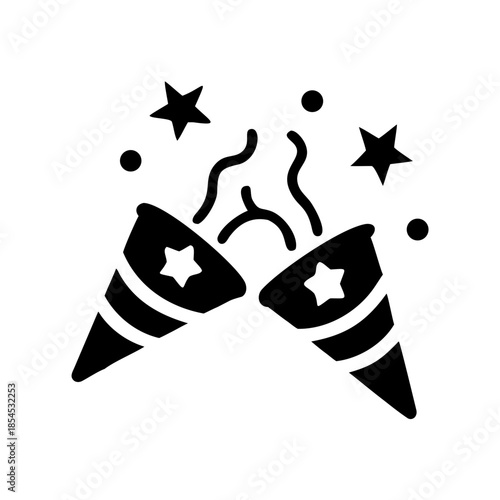 Festive Party Poppers with Confetti and Streamers Vector Illustration for Celebrations, Birthdays, and New Year's Eve