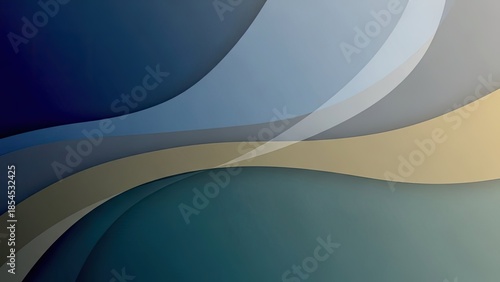 Abstract blue and gold wave background with smooth flowing shapes and soft gradients, ideal for business, luxury design, presentations, branding, and digital wallpapers.