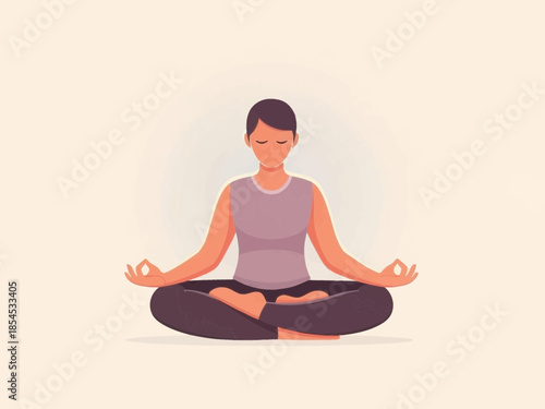 A serene person meditating in a peaceful environment with a calm atmosphere and relaxed posture
