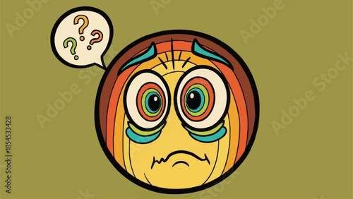 Confused Cartoon Face with Question Marks.