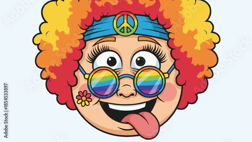 Cartoon Face with Peace Sign Headband.