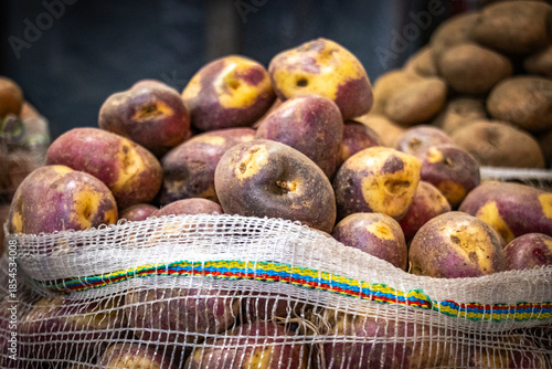 Fototapeta potatoes, fruit and vegetable market, paloquemao market, bogota, colombia, south