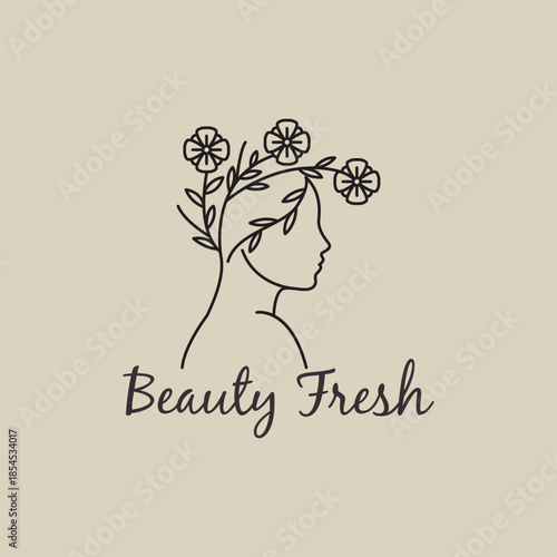 botanical nature salon spa beauty logo vector icon symbol illustration minimalist design