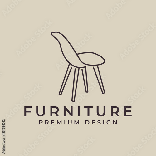 chair  furniture  wood  line style  logo  vector icon symbol illustration minimalist design