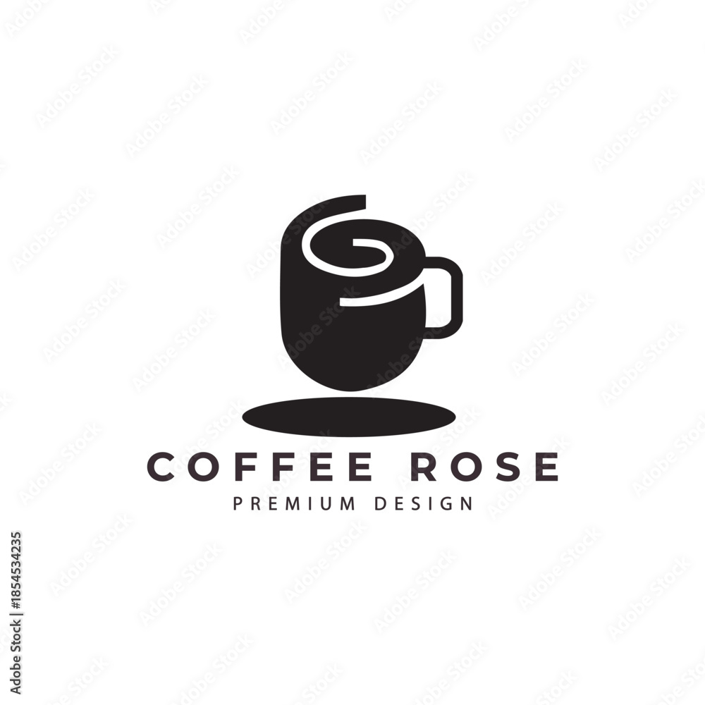 custom made wallpaper toronto digitalcoffee cup rose flower logo vector icon symbol illustration minimalist design