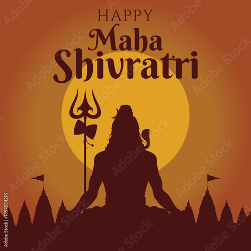 logo simple happy maha shivratri background pamphlet banner vector icon symbol modern illustration design