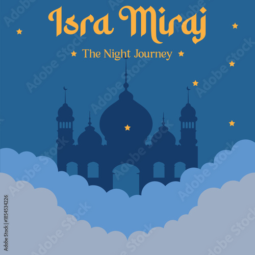 logo simple isra miraj background pamphlet banner vector icon symbol modern illustration design