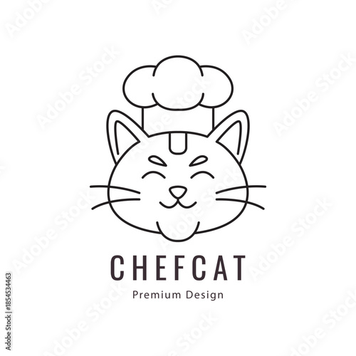 cat head  chef hat  pet  logo  vector icon symbol illustration minimalist design