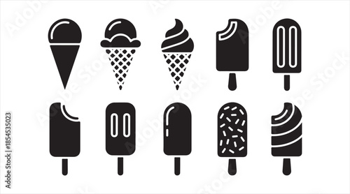 Ice cream and popsicle icons collection for dessert and summer food concepts