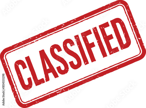 Authentic looking red classified grunge stamp angled 