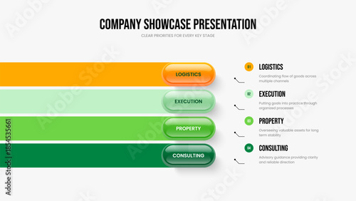 Creative Portfolio 4 Option Infographic Frame Design. Digital Introduction Slide Layout Vector Illustration. Enterprise Showcase Four Element Diagram Slideshow Template.