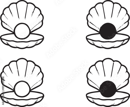 Sea shell icons. Pearl icon set