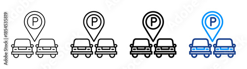 Parking Area Icon Different Style Outline Collection Set