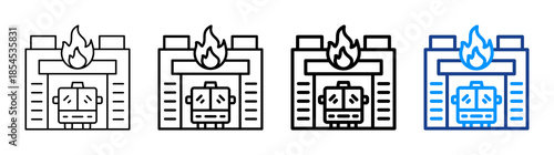 Fire Station Icon Different Style Outline Collection Set