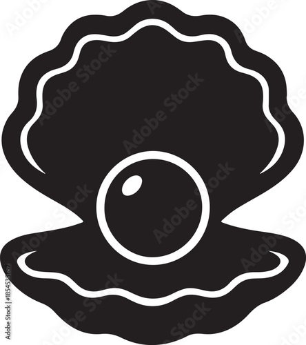 Silhouette oyster shell and pearl icon sea life vector.