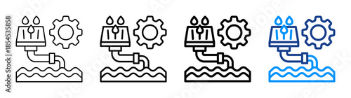 Drainage Icon Different Style Outline Collection Set