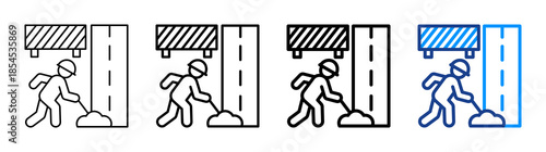 Road Repair Icon Different Style Outline Collection Set