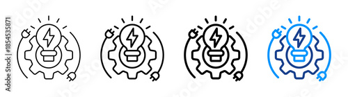 Electric Power Icon Different Style Outline Collection Set