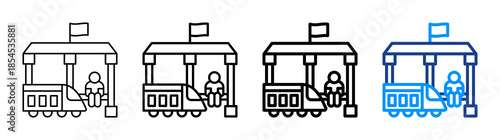 Train Station Icon Different Style Outline Collection Set
