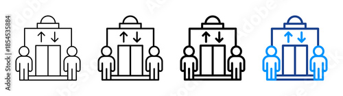 Public Elevator Icon Different Style Outline Collection Set