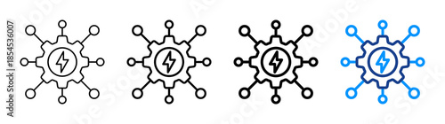 Energy Network Icon Different Style Outline Collection Set